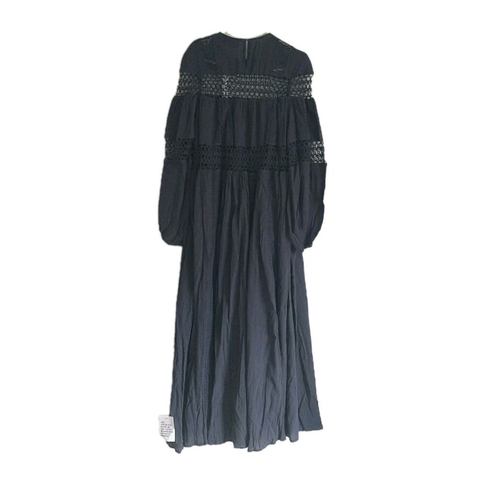 ASOS Edition Maxi Dress 2 S/M*Gray Puff Sleeve Crochet Boho Witchy Fairy Grunge - Picture 9 of 16